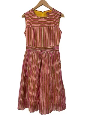 Tory Burch  Pink Multi  Striped Linen Silk  Dress size 4  EUC EUC - Image 1 of 4