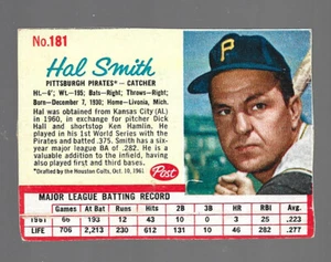 1962 Post Cereal #181 Hal Smith Pirates Hand Cut - Picture 1 of 2