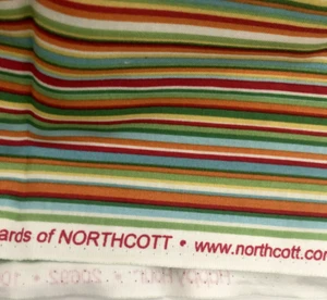 Vtg 44X21+ NORTHCOTT Deborah Edwards Quilt STRIPED FABRIC Red Green Orange - Picture 1 of 7