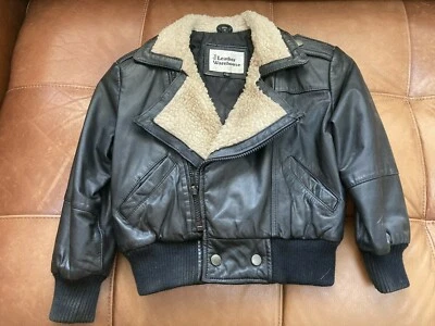 Boys Leather Bomber Jacket size 5  - Image 1 of 3