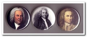 Johann Sebastian BACH Buttons Pins 3 baroque organ fugue cantatas classical - Picture 1 of 1