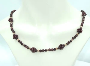 Collar vintage - granate / cierre dorado / aprox. 62 cm - Imagen 1 de 3