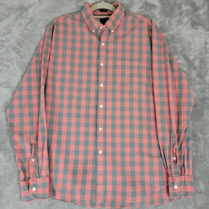 J Crew Men's Large Shirt Pink Gray Plaid Long Sleeve Button Up Slim Fit Washed - Picture 1 of 11