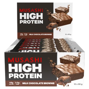 MUSASHI High Protein 12 x 90g Bars - Milk Chocolate Brownie P45g C3.2g F5.4g - Picture 1 of 2