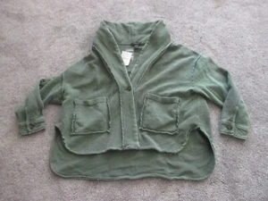 Forever 21 Green Fleece, Plus 2X, Front Crop Single Button Jacket Shacket, NEW - Picture 1 of 7