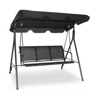 3 Person Outdoor Garden Swing Comfortable Seating Black Frame Hammock Chair - Picture 1 of 10