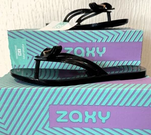 ZAXY LOVE THONG FEM BOW BLACK FLIP FLOPS 3 4 5 6 7 8 - Picture 1 of 3