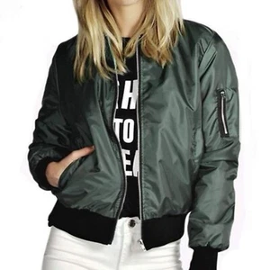 Zeagoo M Coat Green Classic Quilted Short Bomber Jacket Orange Light Front Zip E - Picture 1 of 9