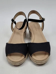 CHARTER CLUB Mujer Negro Luchia Punta Redonda Cuña Hebilla Alpargata Zapatos 5.5M - Imagen 1 de 8