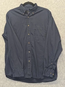 Eddie Bauer Para Hombre Mediano Azul Marino Sarga Camisa Abotonada Bolsillo Vestido Informal - Imagen 1 de 7