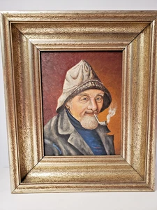 Öl auf Leinwand Portrait eines alten Mannes Matrose mit Pfeife signiert Siheverling - Bild 1 von 10