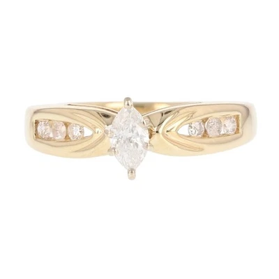 .39ctw Marquise Cut Diamond w/ Accents Engagement Ring 14k Yellow Gold Size 7 - Image 1 of 4