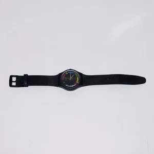 Vintage Swatch Watch Black 41mm “Time Is What You Make Of It” New Battery- Works - Picture 1 of 6