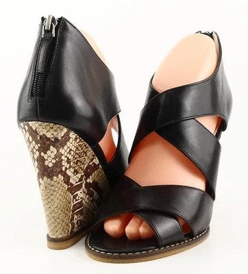 $170 MUCHO TRACY REESE KALISTA Marrón Negro Serpiente Diseñador Cuñas Bombas 6 EUR 36 Foto 1 de 4