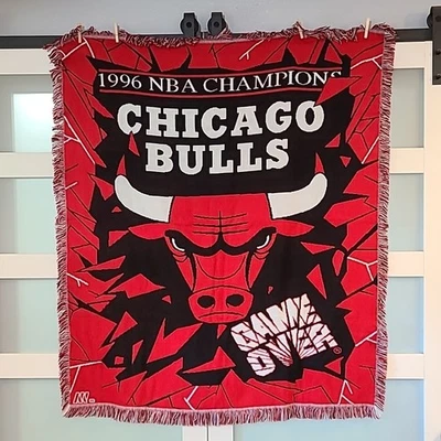Chicago Bulls 1996 NBA Champions Northwest Company Throw Blanket Game  Over  - Image 1 of 4