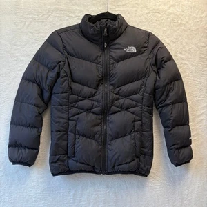 The North Face Puffer Jacket Girl Medium 10/12 Black 550 Fill Down Winter Coat - Picture 1 of 17