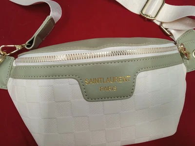 NWOT Authentic SAINT LAURENT PARIS - Off White w Olive Green Belt Crossbody Bag - Image 1 of 4