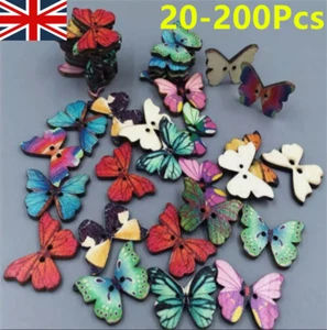 20-200x 2-Holes Mixed Butterfly Shape Wooden Sewing Scrapbooking Buttons UK - Picture 1 of 25