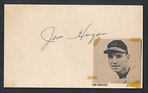 1950 JIM HEGAN Vintage Signed Baseball Index Card JSA Auth.