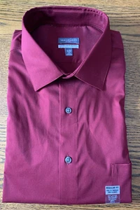 Men's NEW Van Heusen Flex L/S Red Button Front Shirt - 2 XL18-18.5 34/35 - Picture 1 of 4