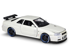 Maisto 1:24 NISSAN SKYLINE R34 GT-R Diecast Model Racing Car White NEW IN BOX