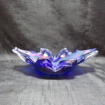 Vintage Chřibská Czech Blue Glass Bowl - Image 1 of 4
