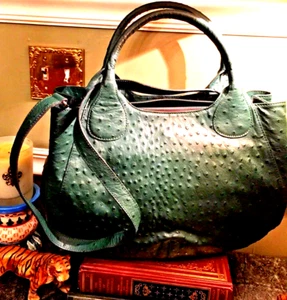 Bolso bandolera/bandolera Marie Soltek; cazador de cuero italiano-verde avestruz; nuevo con etiquetas - Imagen 1 de 7