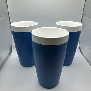 Set Of Three of Vintage Therm-o-Ware  Drinking Cups Blue MCM 5" New - Picture 1 of 7