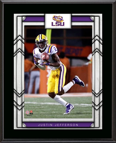 Justin Jefferson LSU Tigers 10.5" x 13" Sublimated Player Plaque Cover