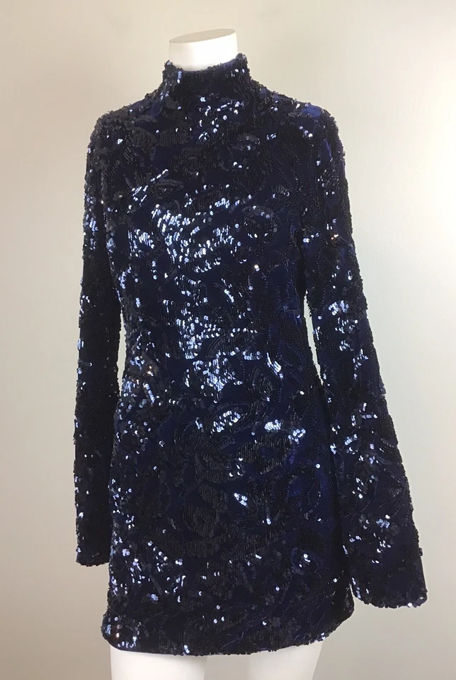 ALEXIS Rhapsody Sequin Mini Navy Dress SZ M - Image 1 of 4