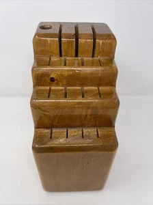 Vintage Knife Block Large 16 Slot Hand Made Solid Wood - Picture 1 of 13