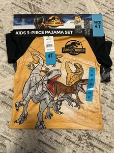 Jurassic World Boys' 3-Piece Pajama Set Size 4Bjk - Picture 1 of 7