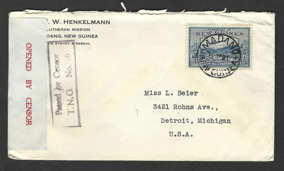 AUSTRALIA NEW GUINEA TERRITORY 1931 AIR MAIL 3D. IN BLUE S.G. 216 TIED - Image 1 of 1