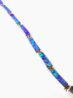 网球手链薰衣草紫罗兰火蛋白石纯银珠宝龙虾关闭 — 第 1/4 张图片