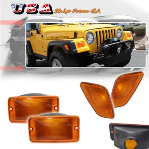 For 1997-2006 Jeep Wrangler TJ Amber Lens Bumper Signal Fender Side Marker Light - Picture 1 of 11