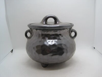 McCoy Metallic Bronze Hammered Look Stoneware Cauldron Bean Pot - Image 1 of 4