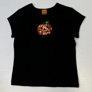 Pumpkin Shirt Girl Extra Small 5 Toddler Sequin Halloween Holiday Party Core No - Picture 1 of 9