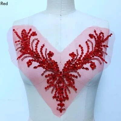 Parche con motivo de apliques de diamantes de imitación con cuentas recorte de boda accesorios hágalo usted mismo coser Foto 1 de 4