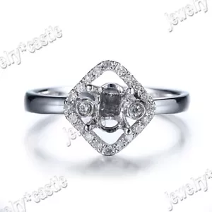 Fine Jewelry Semi Mount Si Diamonds Ring Oval 4x6mm Setting Solid 14k White Gold - Picture 1 of 9