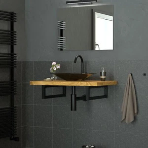 Set di 2 Reggimensola da parete supporti scaffale lavabo in acciaio nero 450 mm - Foto 1 di 8