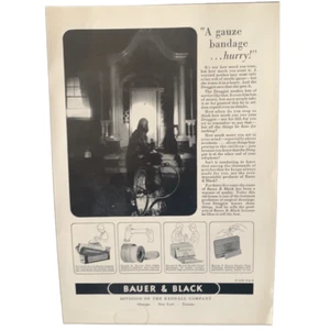 Publicidad publicitaria vintage 1930 Bauer & Black A Gauze Hurry - Imagen 1 de 4