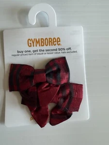 Gymboree Classic Holiday Line Girls Hair Clips Red Silk Plaid Bow Vintage New - Picture 1 of 3