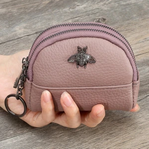 Womens Small Coin Purse Change Wallet Pouch Leather Card Holder with Key Chain - Picture 1 of 23