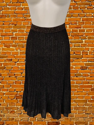 BNWT WOMENS OASIS SIZE UK SMALL BLACK GOLD SPARKLE PLEATED MIDI SKIRT RRP £42.00 - Image 1 of 4