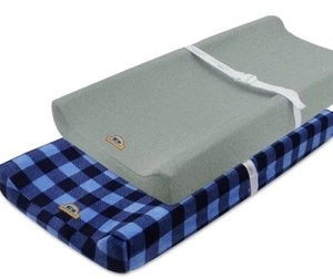Baby Plush Super Soft Comfy Changing Pad Cover 2-Pack Blue Plaid /Gray BlueSnail - Picture 1 of 4