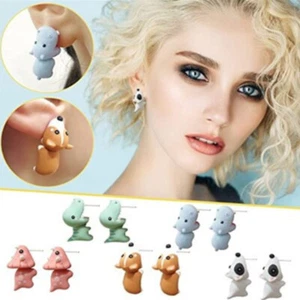 1*Cute Cartoon Animal Earrings Dinosaur Earrings Party Fun Earring Pendientes - Foto 1 di 17