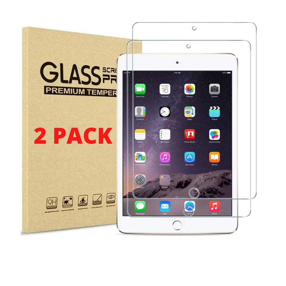 2 Pack Ipad Tempered Glass Screen Protector 9.7 10.2 9th 8th 7 6 5 Generation - Image 1 of 4