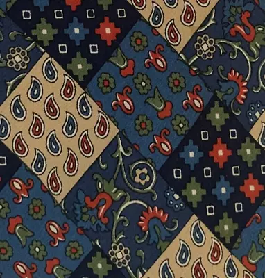 Parche Azul Beige Naranja CONTE DI VENEZIA Corbata Seda Italia Foto 1 de 4