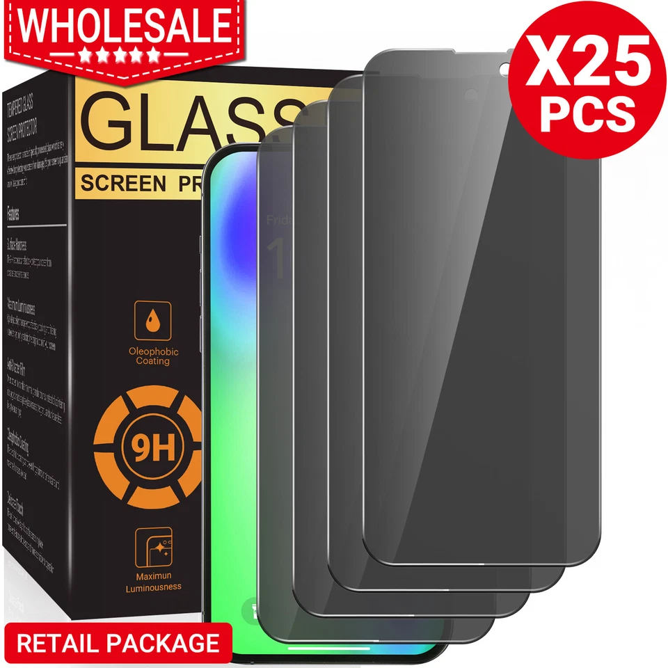 Venta al por mayor Protector de pantalla de vidrio de privacidad para iPhone 17 16 15 14 13 12 11 Pro Max Foto 1 de 4