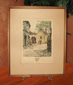 Letrero de boceto de escena callejera de arte vintage de París especial de artista con sello facial - Imagen 1 de 9